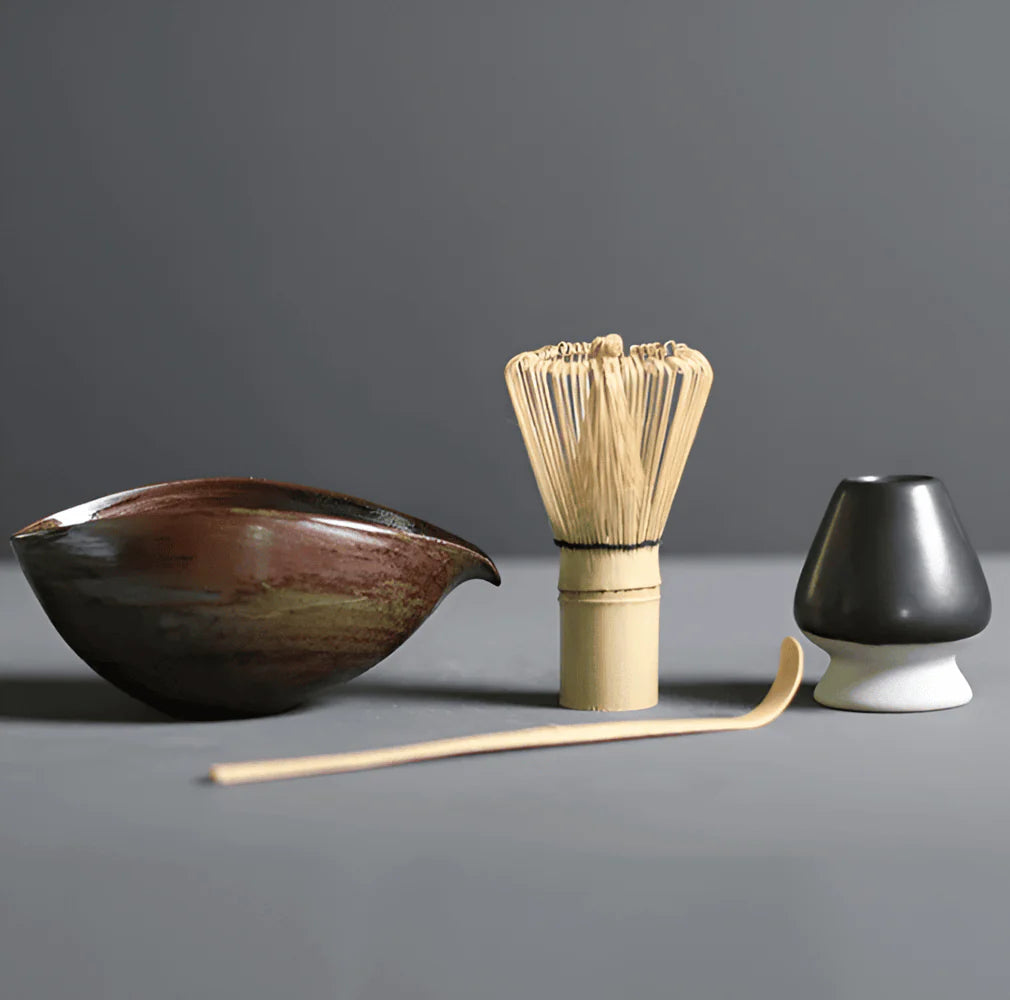 Matcha-set van Keramiek en Bamboe – 4-delig – Japans Theeset