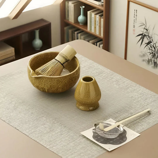 Matcha Thee Set 5-delig - Keramiek Kom met Bamboe Accessoires - Japans Teeservice