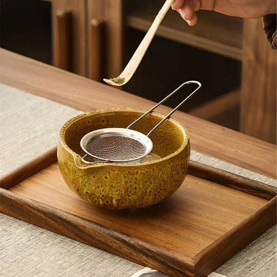 Matcha Thee Set 5-delig - Keramiek Kom met Bamboe Accessoires - Japans Teeservice