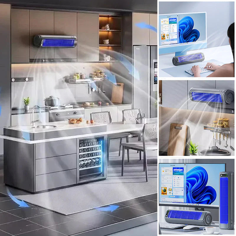 Oplaadbare Ventilator 2000mAh - Bladloos Wandmodel