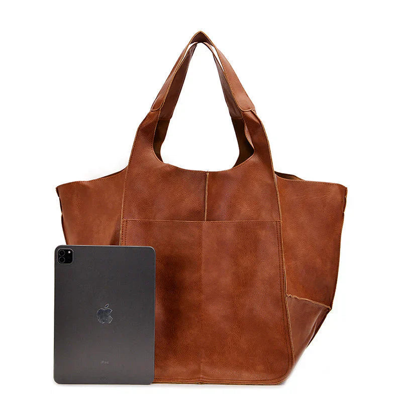 Oversized vintage leren schoudertas voor dames – tijdloze stijl ontmoet alledaagse functionaliteit