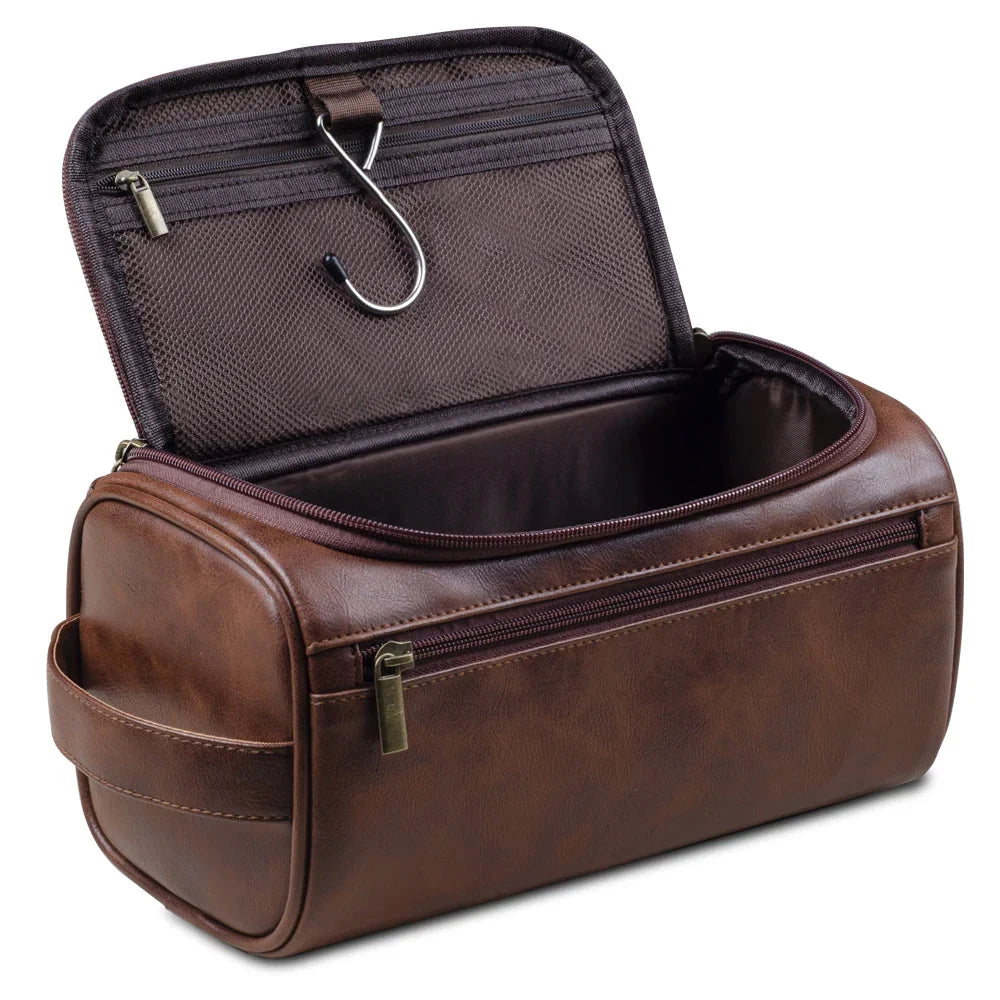 Premium Leren Toilettas – Waterafstotend voor Reizen