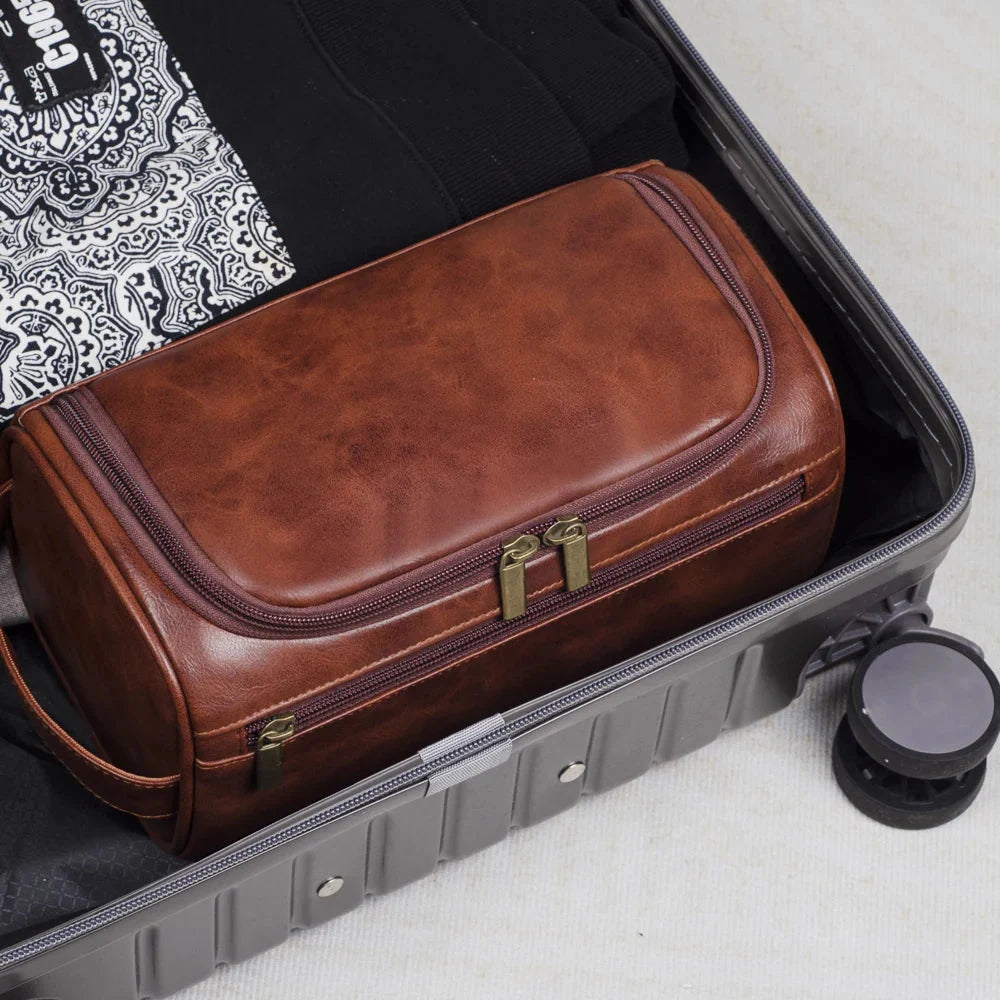 Premium Leren Toilettas – Waterafstotend voor Reizen