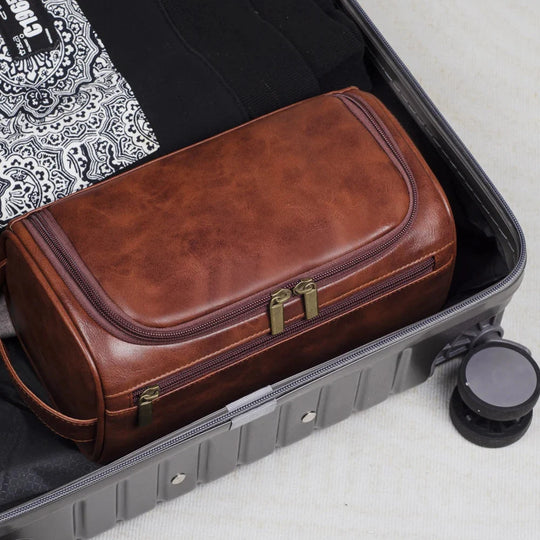 Premium Leren Toilettas – Waterafstotend voor Reizen