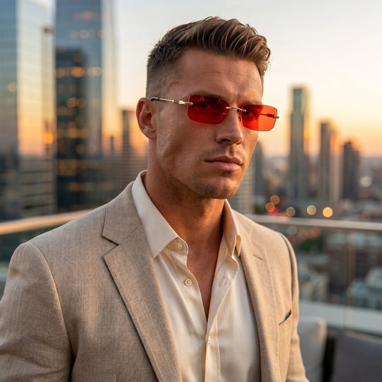 Robert Zonnebril - Randloos Design voor Heren - UV Bescherming