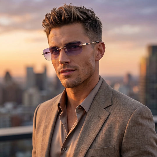 Robert Zonnebril - Randloos Design voor Heren - UV Bescherming