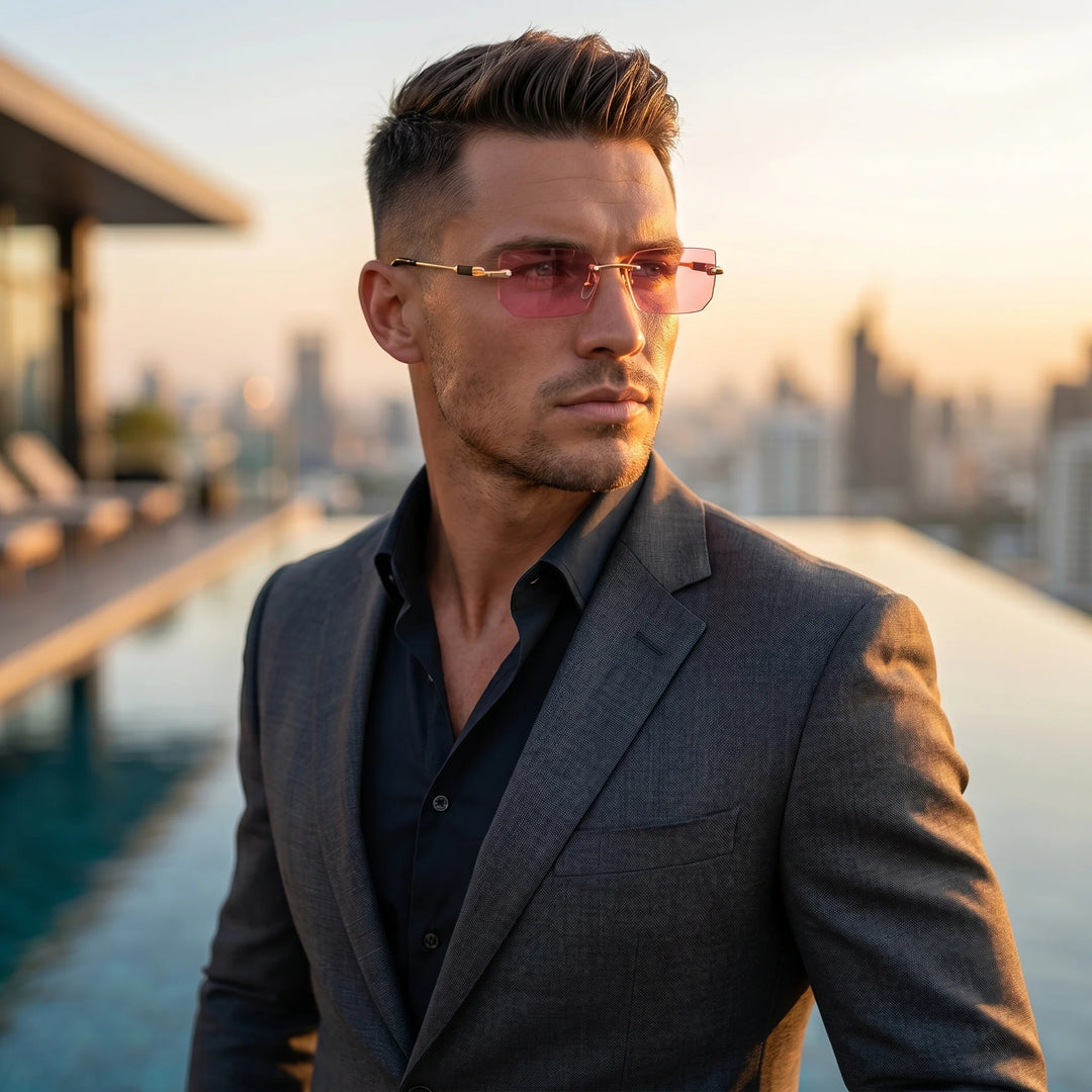 Robert Zonnebril - Randloos Design voor Heren - UV Bescherming