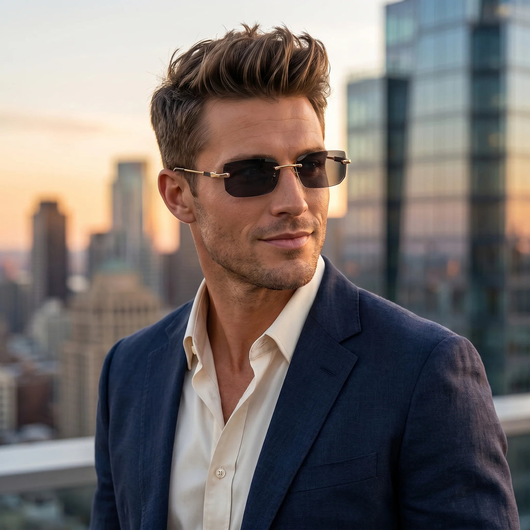 Robert Zonnebril - Randloos Design voor Heren - UV Bescherming
