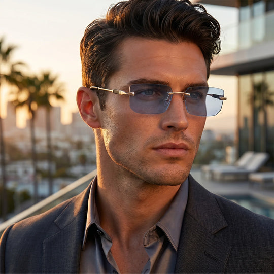 Robert Zonnebril - Randloos Design voor Heren - UV Bescherming