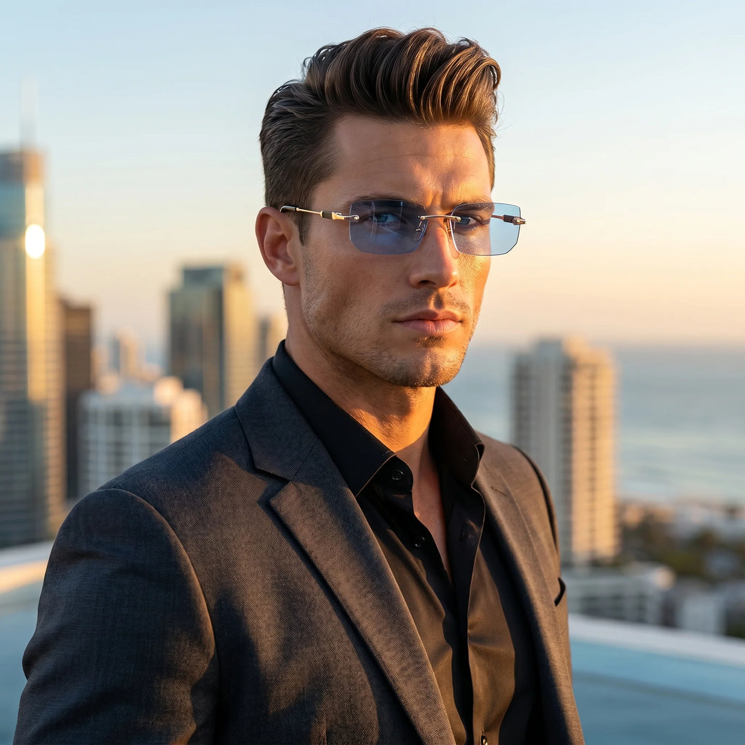 Robert Zonnebril - Randloos Design voor Heren - UV Bescherming