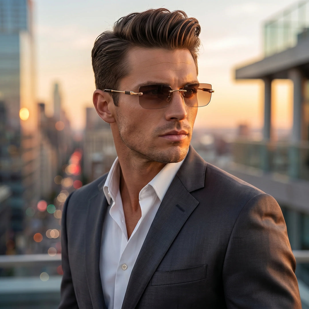Robert Zonnebril - Randloos Design voor Heren - UV Bescherming