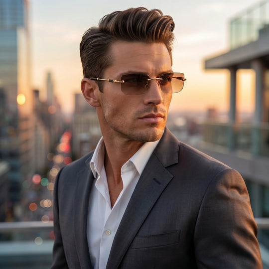 Robert Zonnebril - Randloos Design voor Heren - UV Bescherming