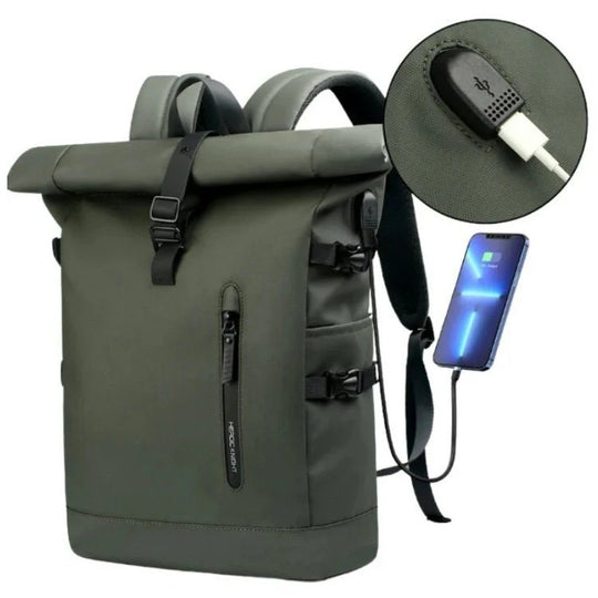 Roll-Top Rugzak Waterdicht – Urban Laptoprugzak voor Werk & Reizen