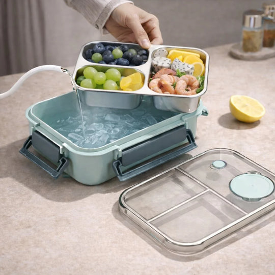 RVS Lunchbox 3 Vakken Lekvrij & Thermisch