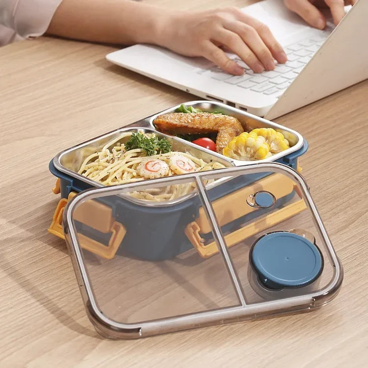 RVS Lunchbox 3 Vakken Lekvrij & Thermisch
