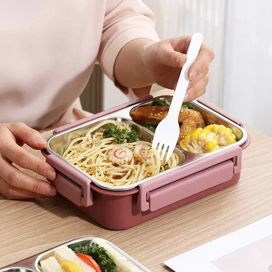 RVS Lunchbox 3 Vakken Lekvrij & Thermisch