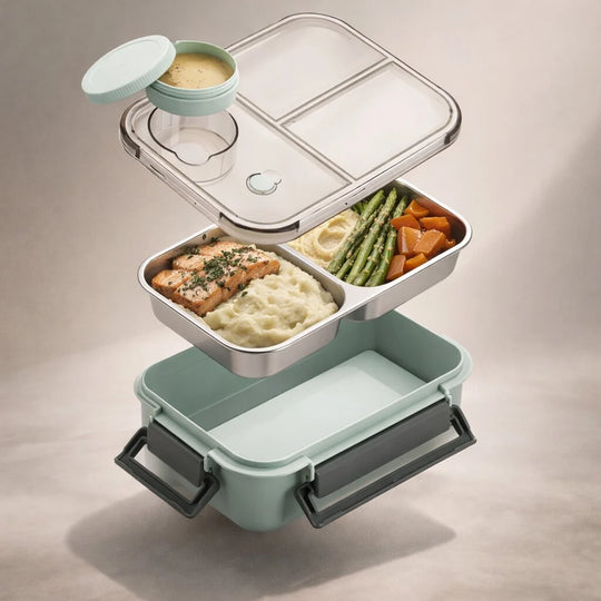 RVS Lunchbox 3 Vakken Lekvrij & Thermisch