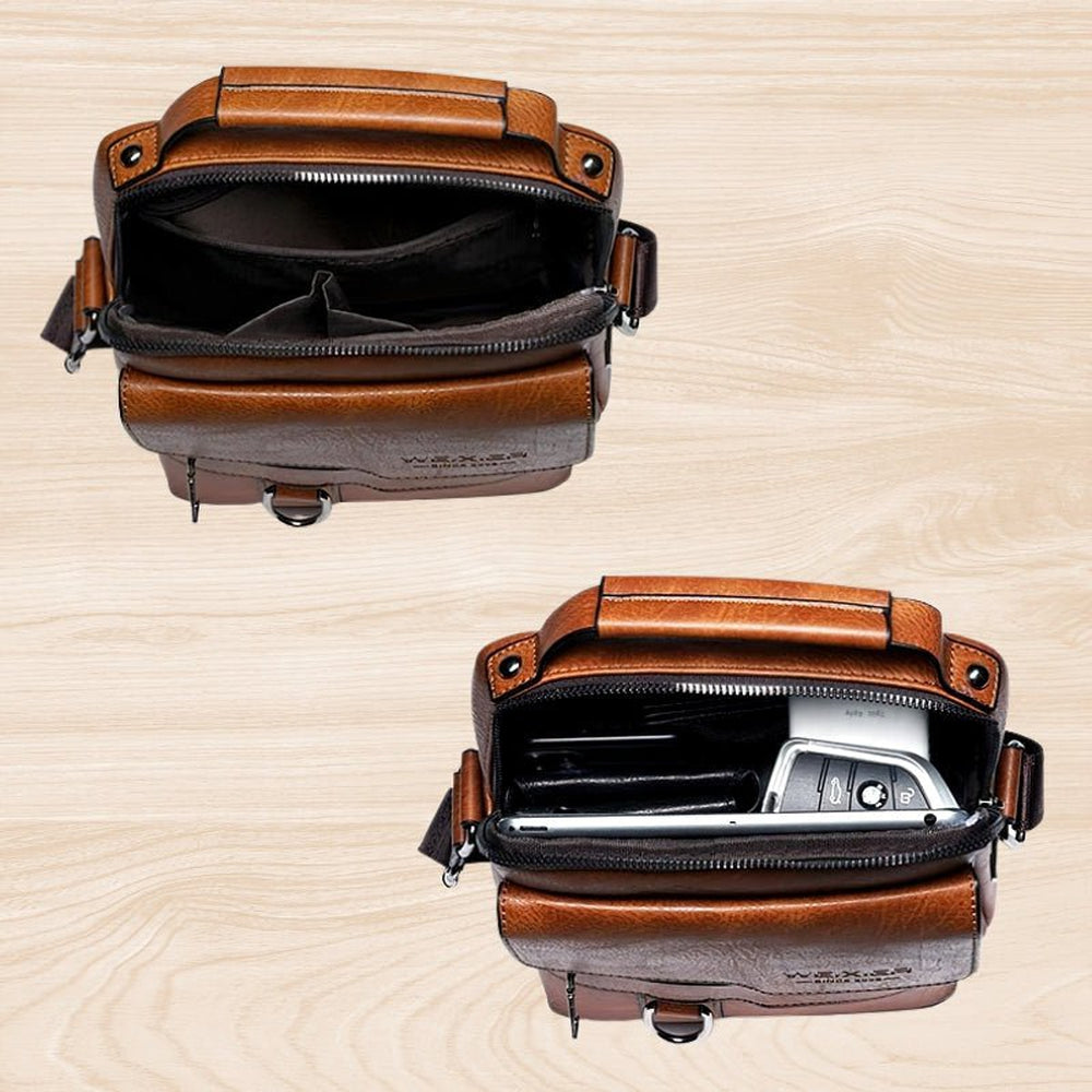 Kleine Leren Crossbody Schoudertas voor Mannen