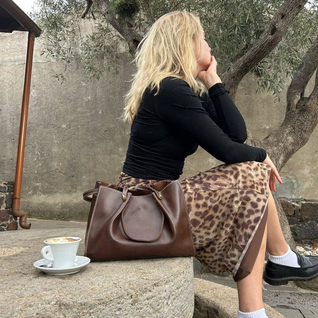 Shopper Tas Vegan Leer – Handgemaakt & Duurzaam, Ruim
