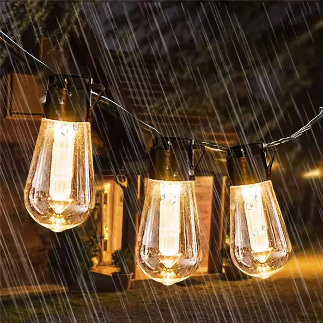 Solar LED-lichtslinger Buiten – Waterdicht, Edison-stijl