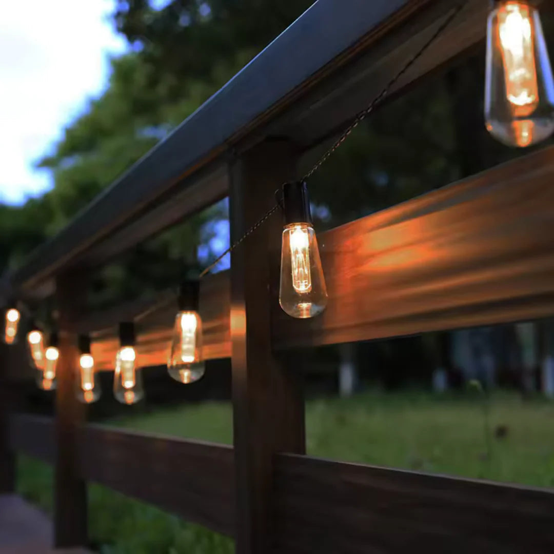 Solar LED-lichtslinger Buiten – Waterdicht, Edison-stijl