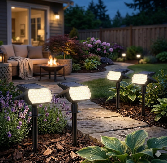 Solar Spotlights Buiten - Waterdicht - 3 Lichtmodi - Set van 4