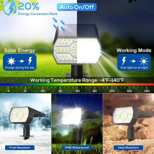Solar Spotlights Buiten - Waterdicht - 3 Lichtmodi - Set van 4