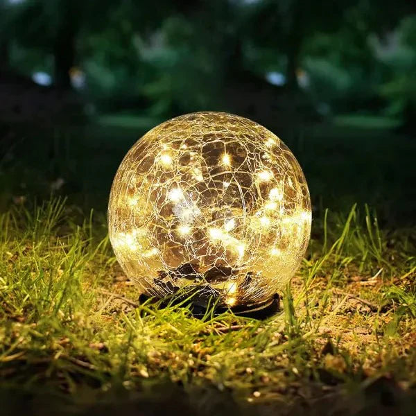 Solar Tuinlamp met Gebarsten Glas - Sfeerlicht voor Buiten