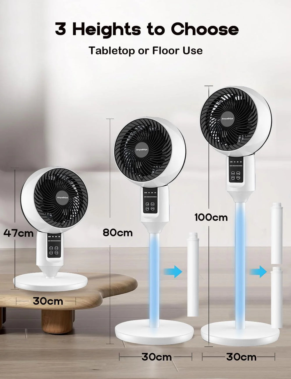 Statiefventilator – 3D-Oscillatie, Verstelbaar in Hoogte & Fluisterstil