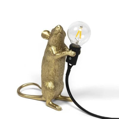 Mouse Desk Lamp | Gold-Colored Resin Table Accent Lighting