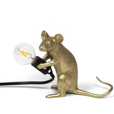 Mouse Desk Lamp | Gold-Colored Resin Table Accent Lighting