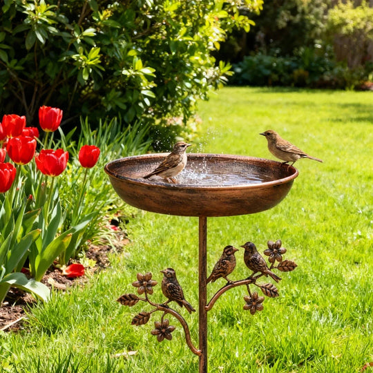 Vogelbad op Prikker - Metalen Drinkschaal voor Tuinvogels - Decoratief