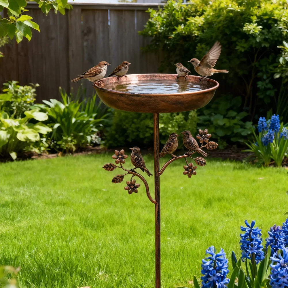 Vogelbad op Prikker - Metalen Drinkschaal voor Tuinvogels - Decoratief