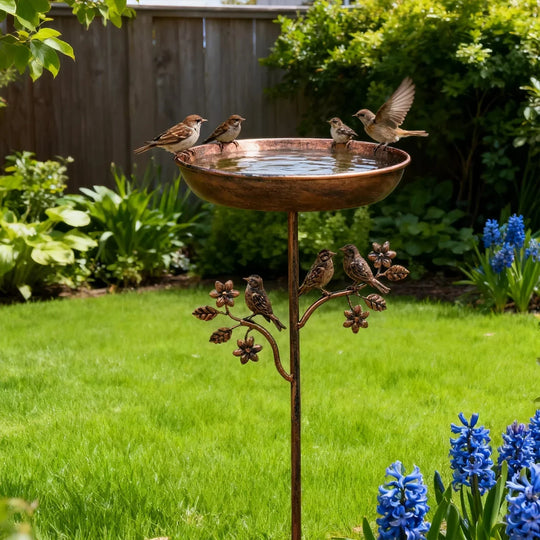Vogelbad op Prikker - Metalen Drinkschaal voor Tuinvogels - Decoratief