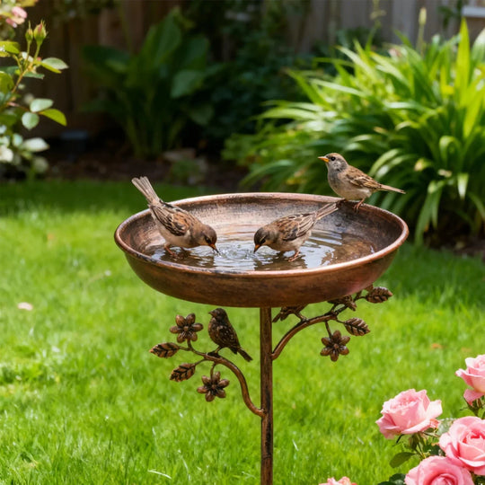 Vogelbad op Prikker - Metalen Drinkschaal voor Tuinvogels - Decoratief