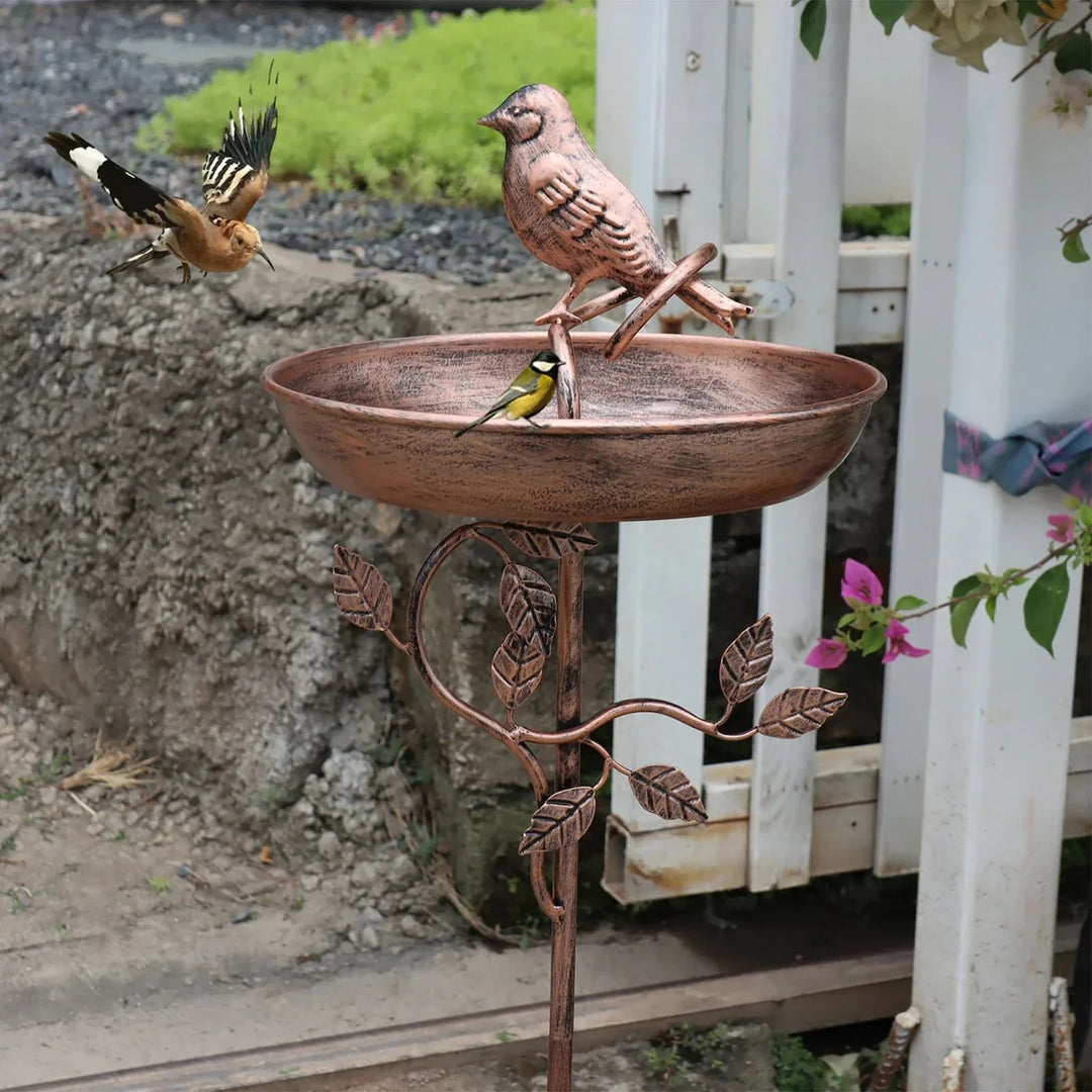 Vogelbad op Prikker - Metalen Drinkschaal voor Tuinvogels - Decoratief