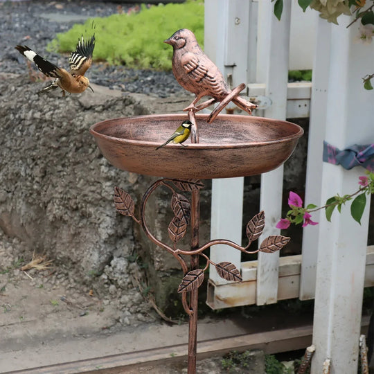 Vogelbad op Prikker - Metalen Drinkschaal voor Tuinvogels - Decoratief