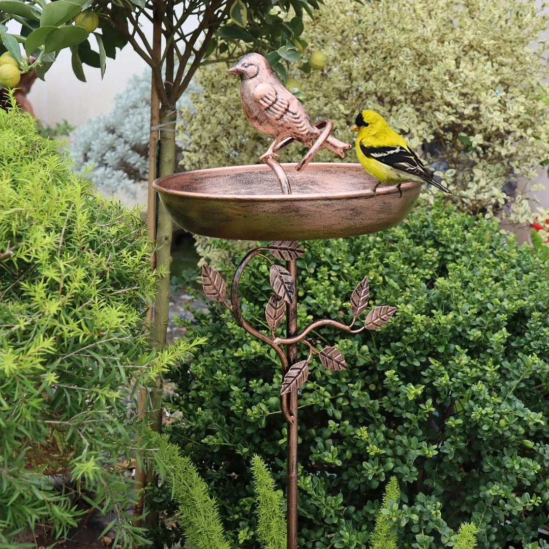 Vogelbad op Prikker - Metalen Drinkschaal voor Tuinvogels - Decoratief