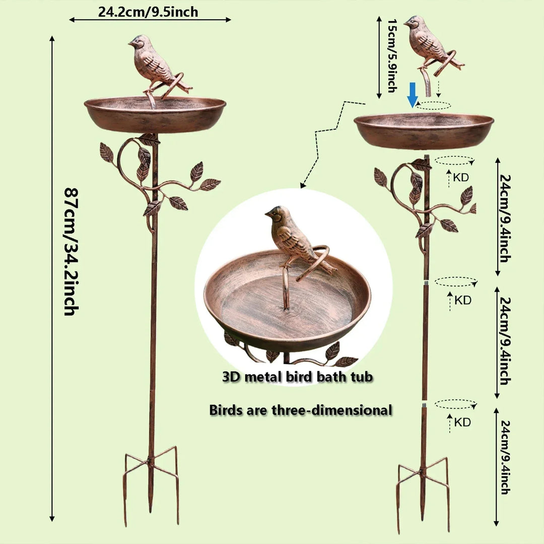 Vogelbad op Prikker - Metalen Drinkschaal voor Tuinvogels - Decoratief