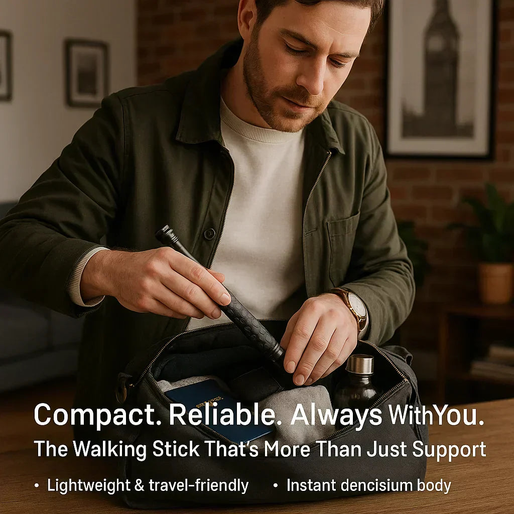 Wandelstok met Antislip Handgreep - Automatisch Uitklapbaar - 39/52/65 cm