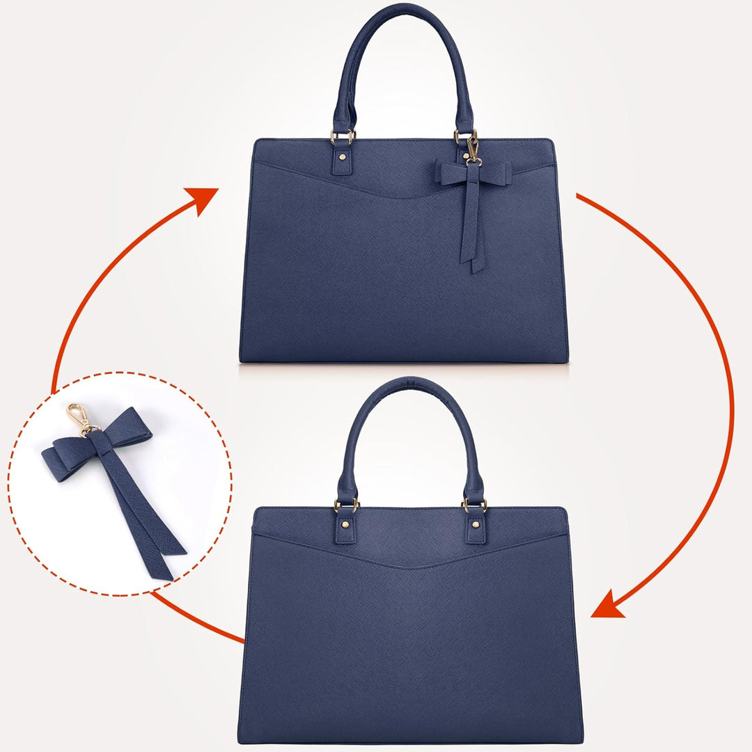 Waterdichte PU-leren laptoptas met meerdere zakken voor dames