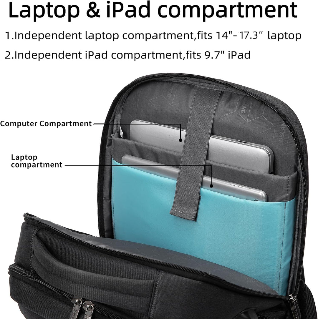 Waterdichte reislaptoprugzak met USB-poort en georganiseerde opbergruimte