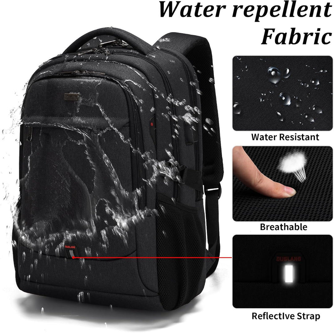 Waterdichte reislaptoprugzak met USB-poort en georganiseerde opbergruimte