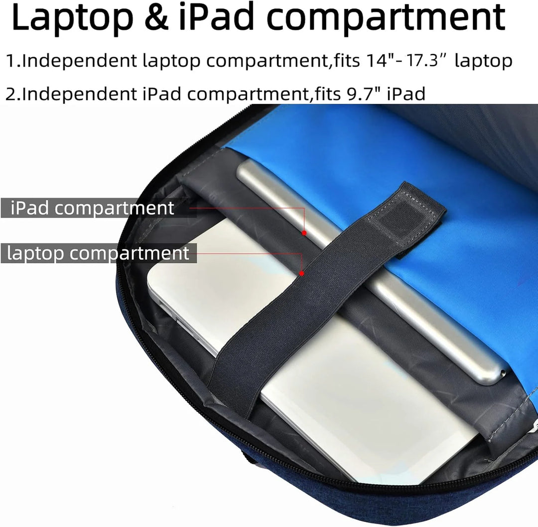 Waterdichte reislaptoprugzak met USB-poort en georganiseerde opbergruimte