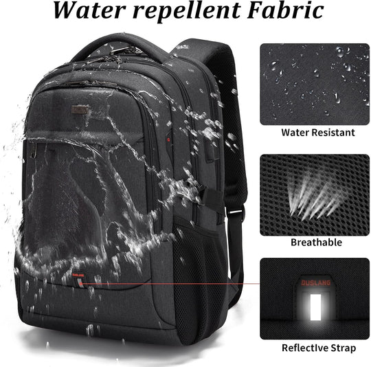 Waterdichte reislaptoprugzak met USB-poort en georganiseerde opbergruimte