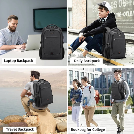 Waterdichte reislaptoprugzak met USB-poort en georganiseerde opbergruimte