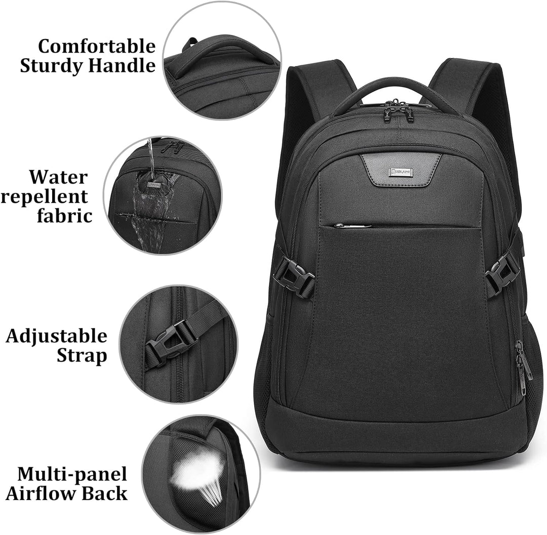 Waterdichte reislaptoprugzak met USB-poort en georganiseerde opbergruimte