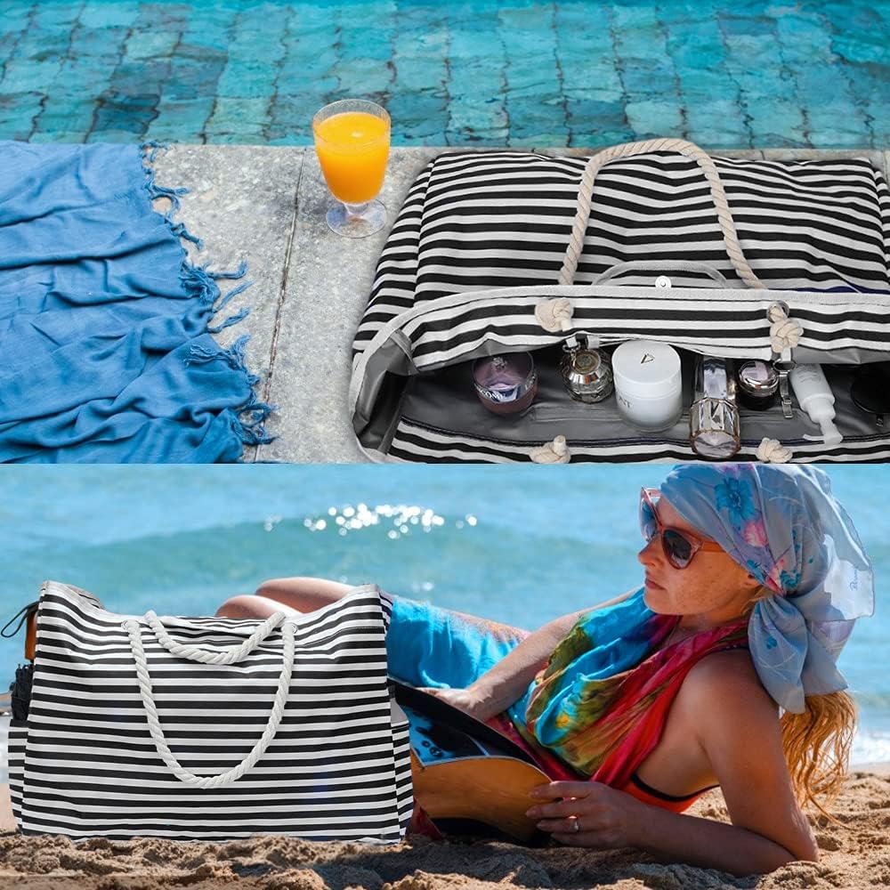 Waterdichte XXL Strandtas met Bonus Reiseetui - Gestreept