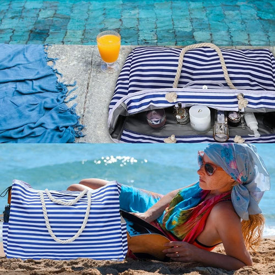 Waterdichte XXL Strandtas met Bonus Reiseetui - Gestreept