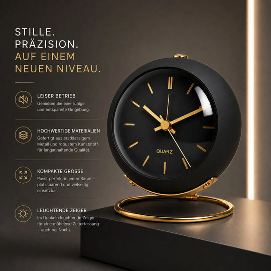 Wekker – Stille Analoge Wekker met Metalen Behuizing